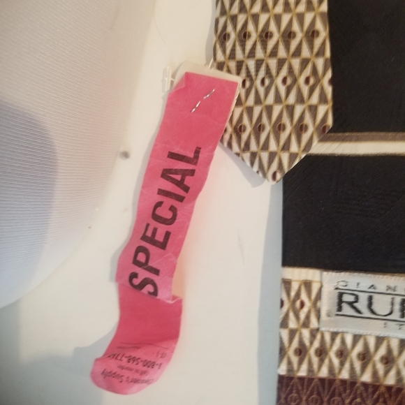 Vintage Gianfranco RUFFINI Made in Italy Black & Tan Tie - Picture 6 of 6